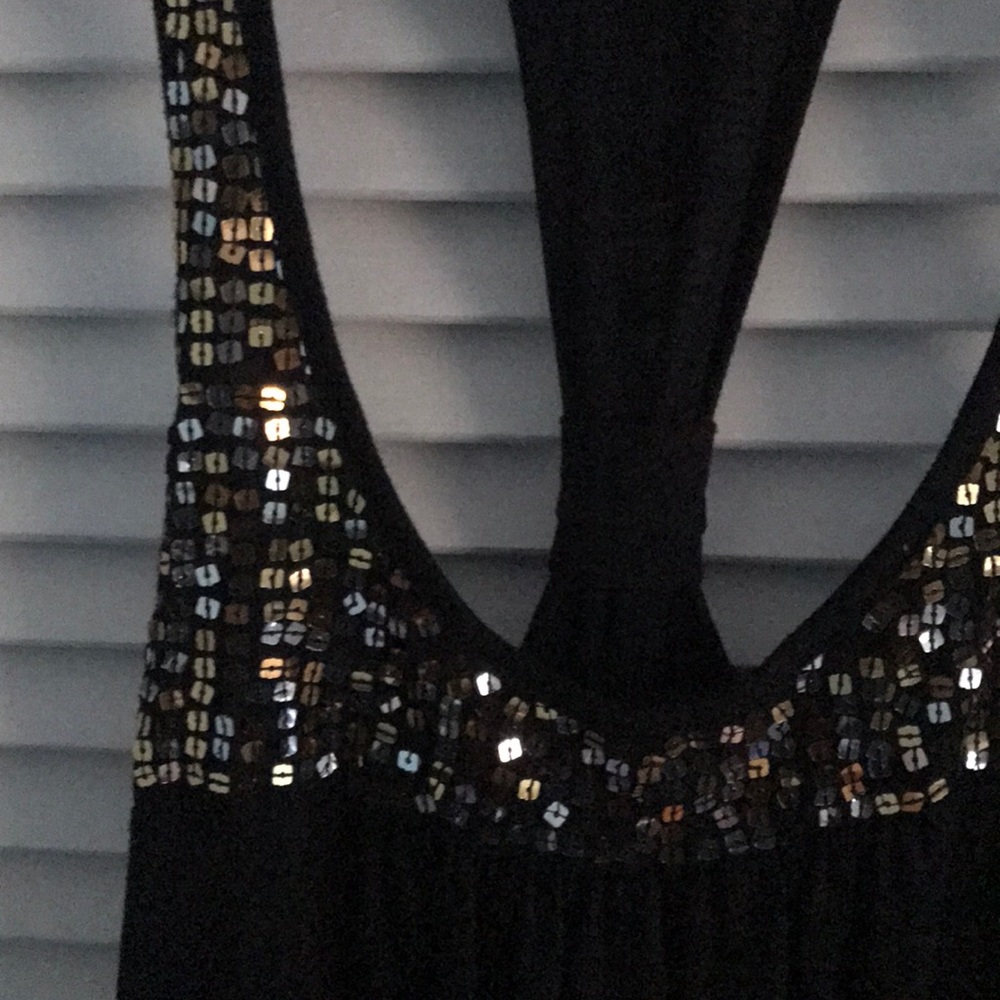 Black Sequin Razorback Tank Size M - Picture 2 of 6